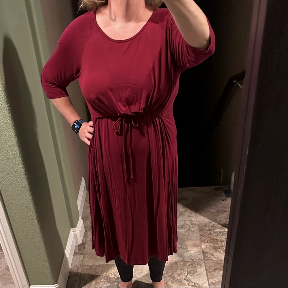 Latched Mama Drawstring Mid-Sleeve Dress, 2X